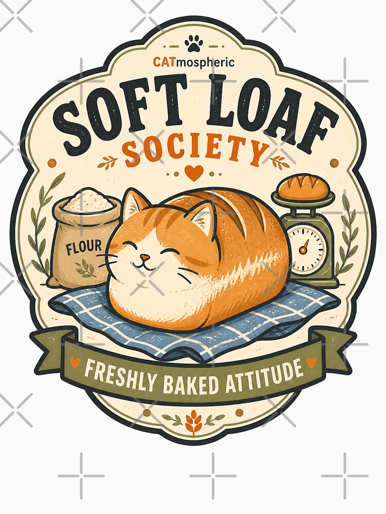 Soft Loaf Society Freshly Baked Attitude Funny Cat T-Shirt by MAF_Merch