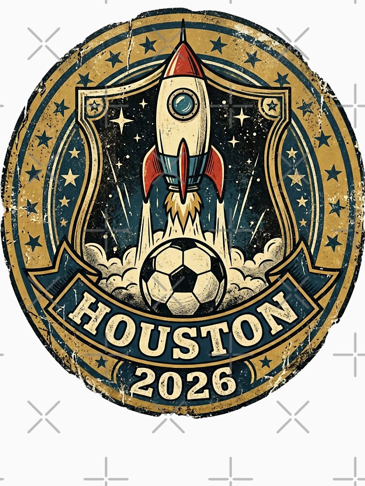 Houston 2026 World Cup Host City Vintage Football Badge — Rocket City Space Soccer Crest by BrickByDream