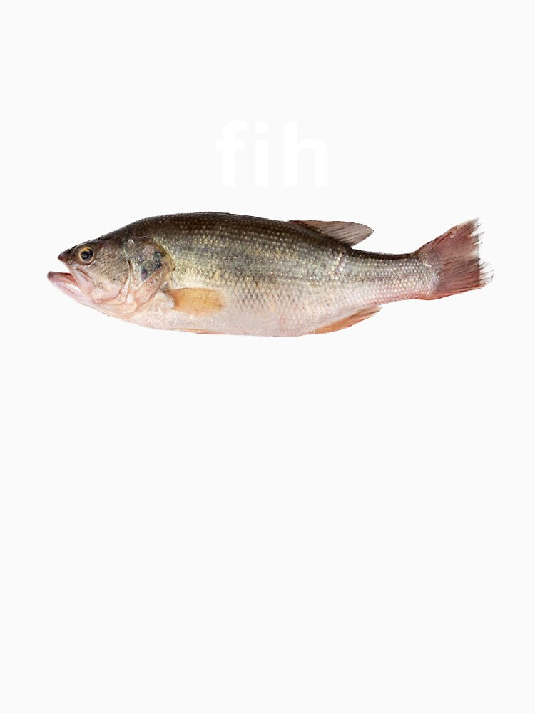 "Fih" Funny Misspelled Fish Meme, Simple Humor by thetshirtfirm