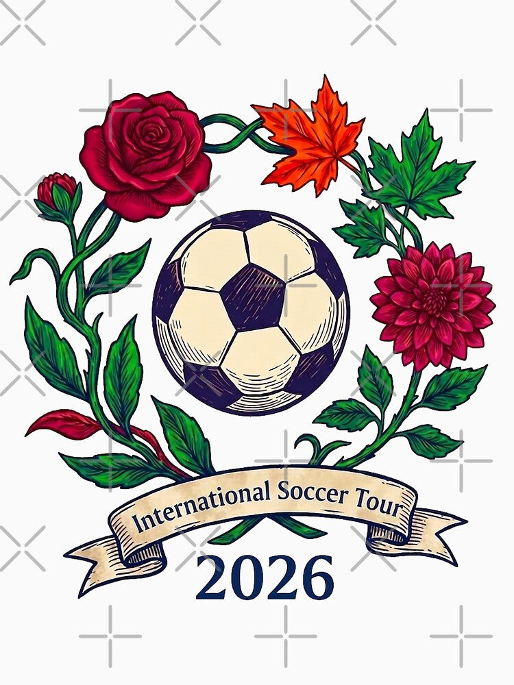 2026 International Soccer Tour Vintage Floral Crest T-Shirt by rygenr8