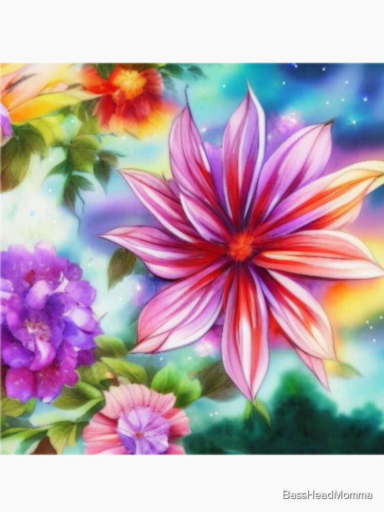 Soft Floral Starry Sky Watercolor No 2 by BassHeadMomma