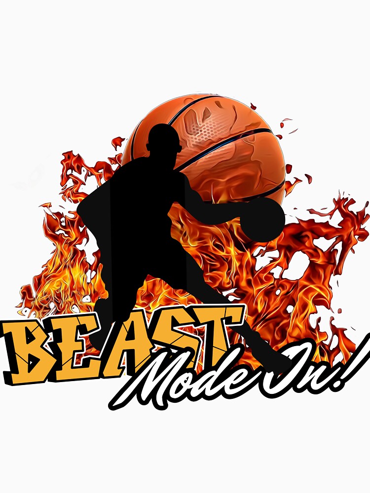 Black Orange Bold Illustrative Beast Mode On Basketball T-Shirt by moro-arts