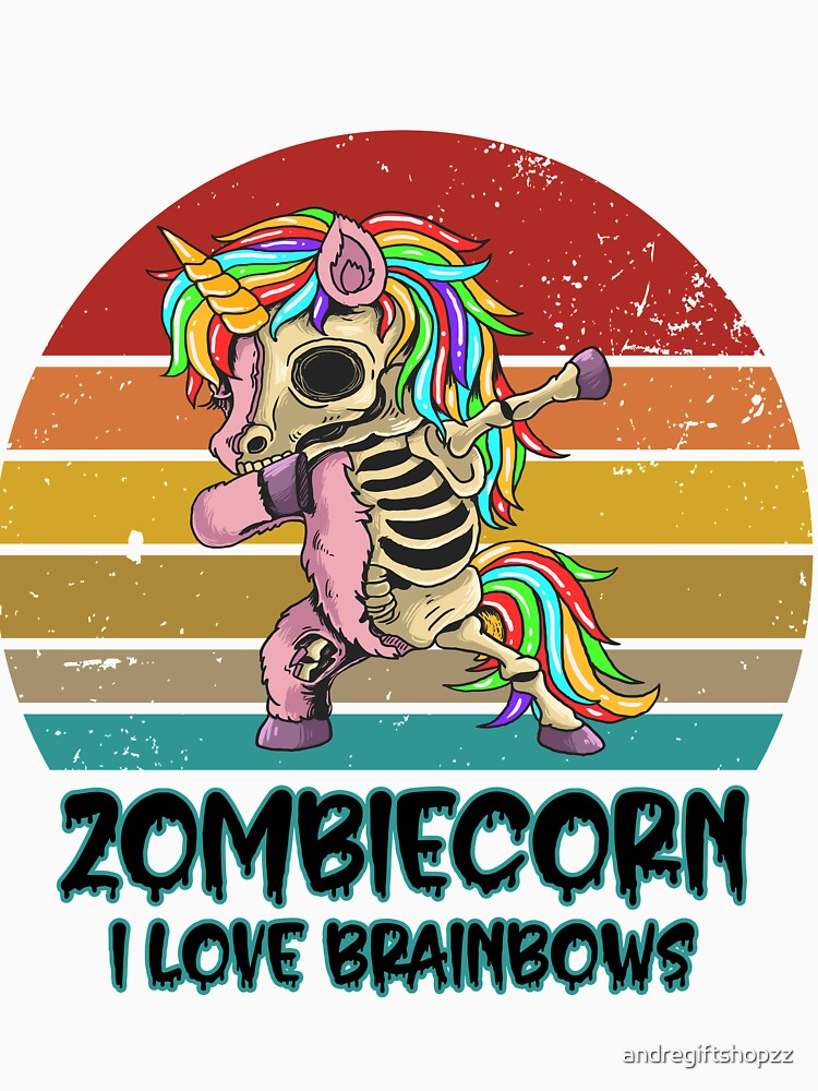 Zombie Unicorn I Love Brainbows Punk Gothic Goth Halloween S SK by andregiftshopzz
