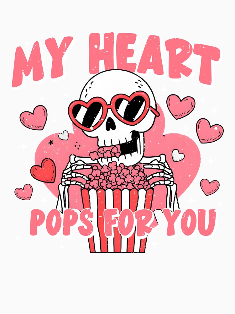 My Heart Pops For You, Retro Valentine Skeleton by kashiart