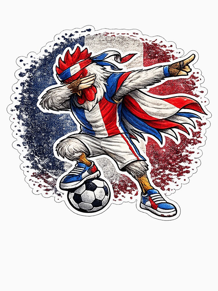 Dabbing rooster Soccer Vintage France Flag by QuiteOrbit