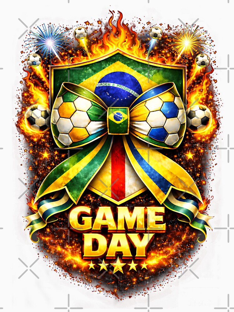 Brazil Soccer Bow Game Day Fire Crest Celebration by MuniraWearify