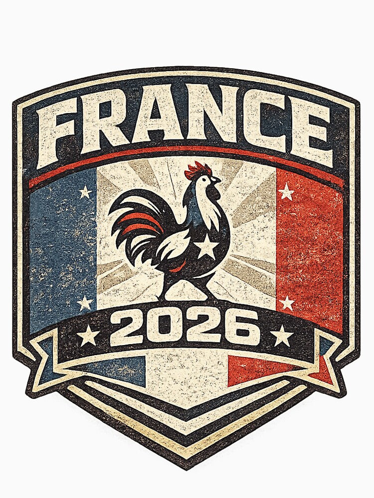France 2026 Vintage Rooster Badge T-Shirt by ArthUpscale