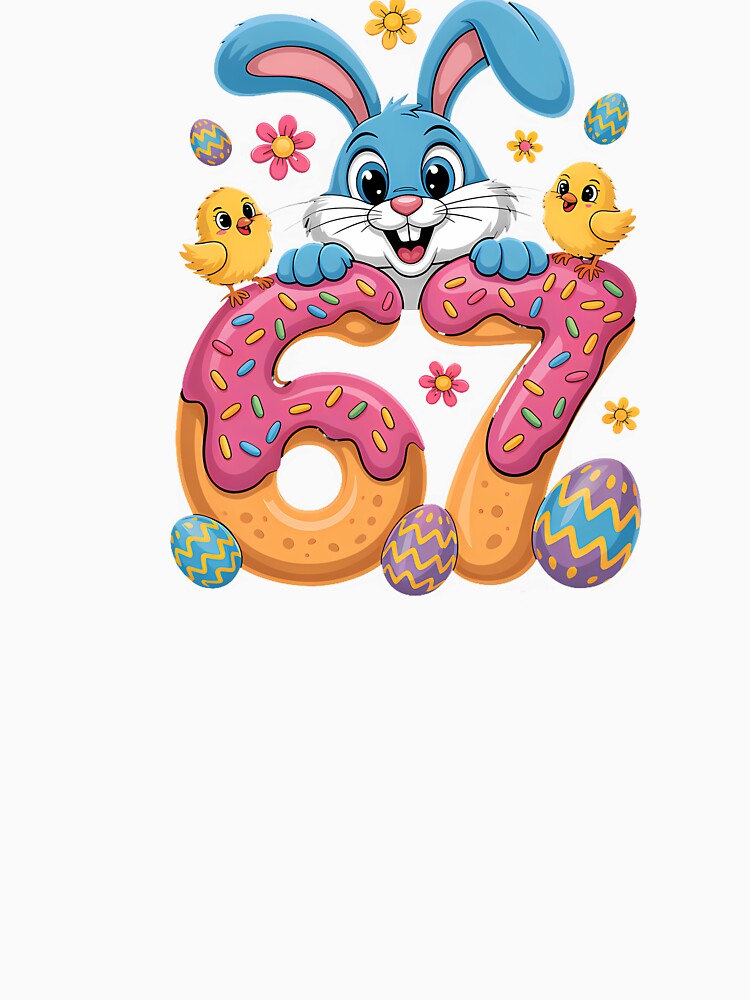 67 Funny Six Seven Gen Meme Cute Rabbit Bunny Easter Day by Desdenhoshell