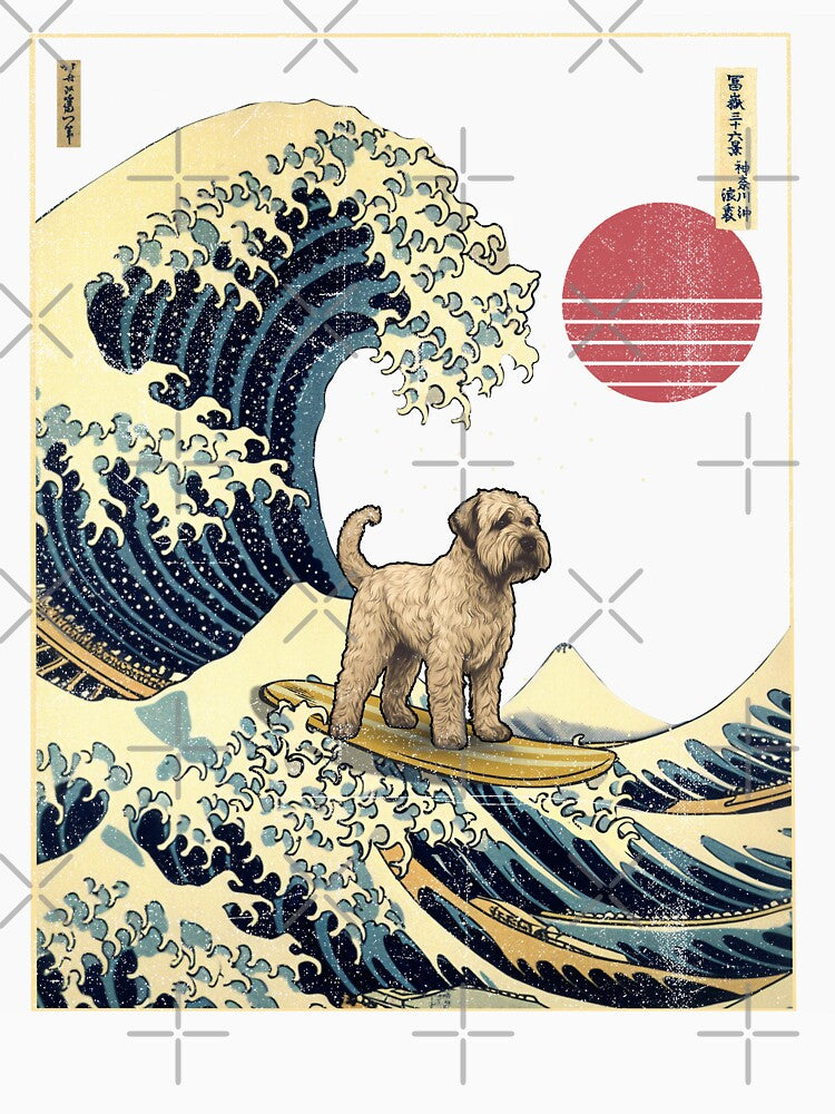 Soft Coated Wheaten Terrier Kanagawa Japanese Surfing Wave by rafaeltto