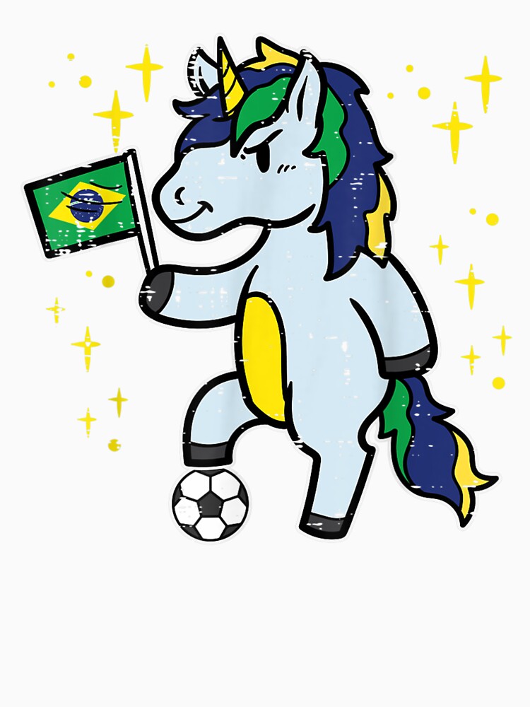 brazil flag unicorn football soccer fan women girls kids by ZackYanez
