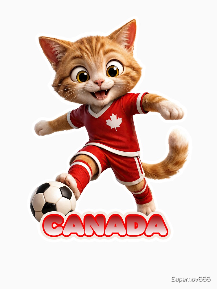 Sticker - Decal - Canada Soccer Cat: Playful National Spirit by ForeverPrintsOK