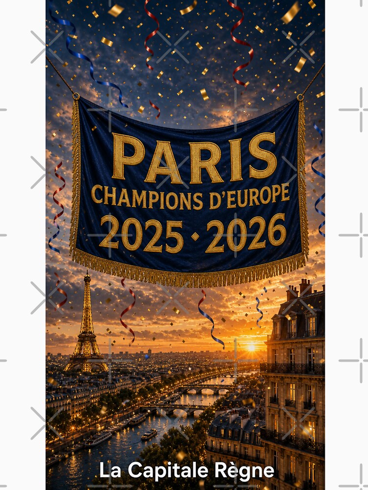 Paris Skyline Champions of Europe 2025 2026 Seine River Championship Banner by BrickByDream