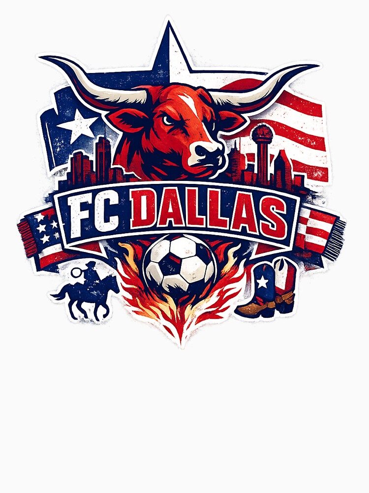 Dallas Soccer Design Texas Football Bull Graphic Dallas Skyline Sports Fan Shirt USA Soccer Gift Texas Pride Tee by GarnerSupplyCo