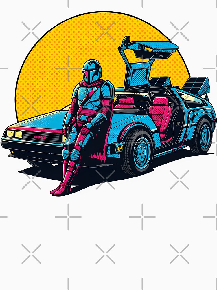 Mando & DeLorean Crossover - Retro Pop Art T-Shirt by THELOREAN