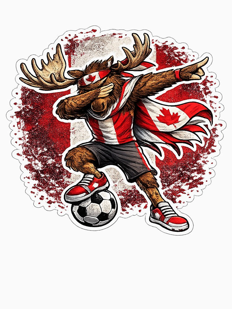 Dabbing moose Soccer Vintage Canada Flag by QuiteOrbit