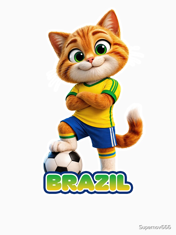 Sticker - Decal - Brazil Cat Soccer Spirit by ForeverPrintsOK