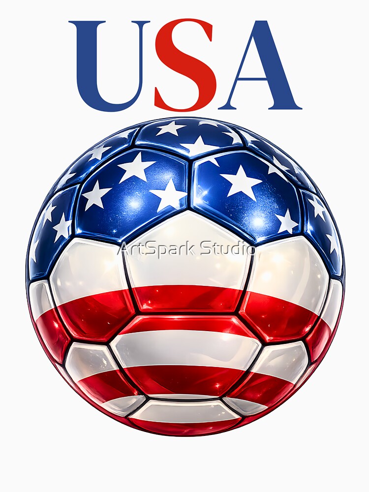 USA Soccer Ball Red White Blue Football Design Patriotic Sports Gift by ArtSpark Studio