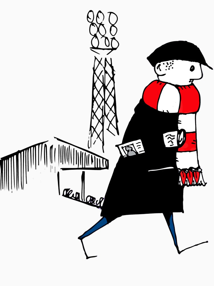 FCF Flat cap Fan Football Fan Red and White Scarf by SyonaCalthorpe