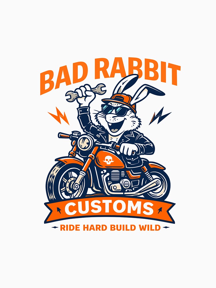 Bad Rabbit Customs Motorcycle T-Shirt by Matinez Pink