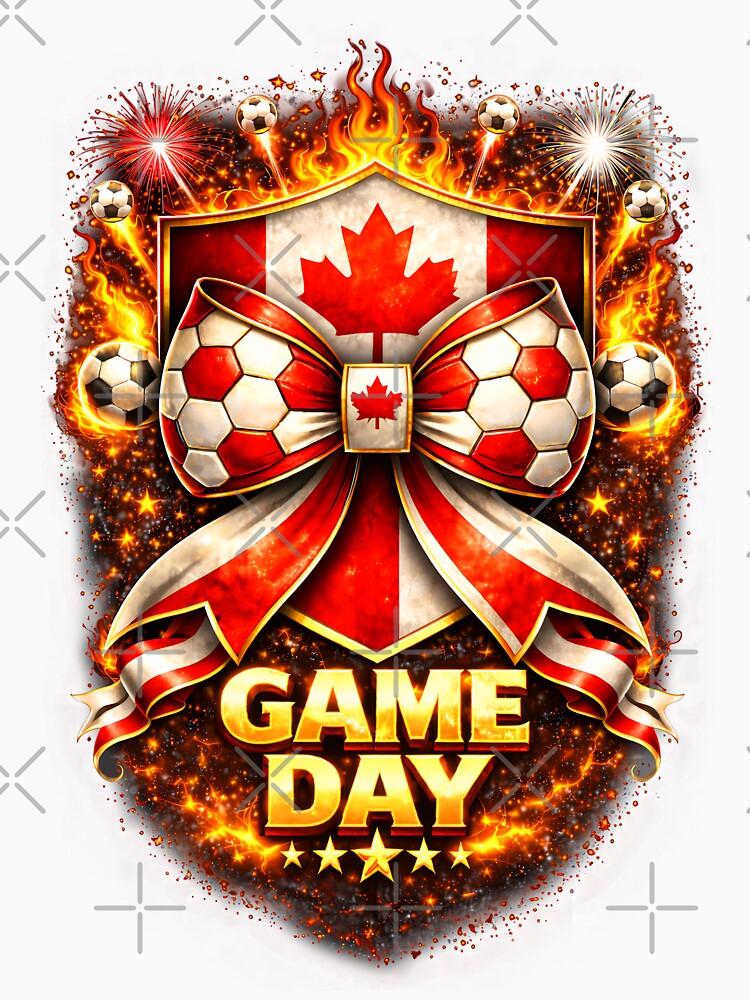 Canada Soccer Bow Game Day Flaming Crest Graphic by MuniraWearify