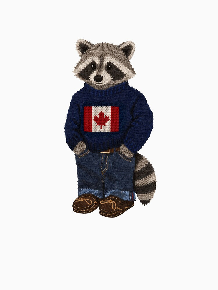 Cute Preppy Raccoon - Canada Flag by theherbariumofspells