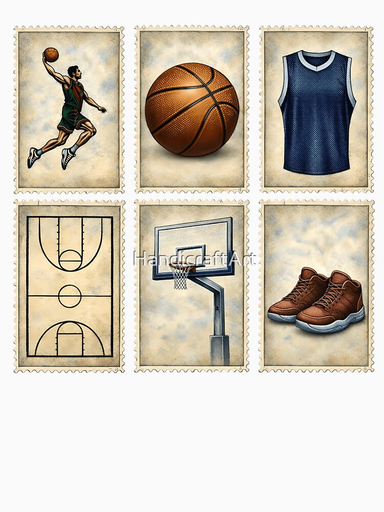 Vintage Basketball Stamps Sports Collection by HandicraftArt