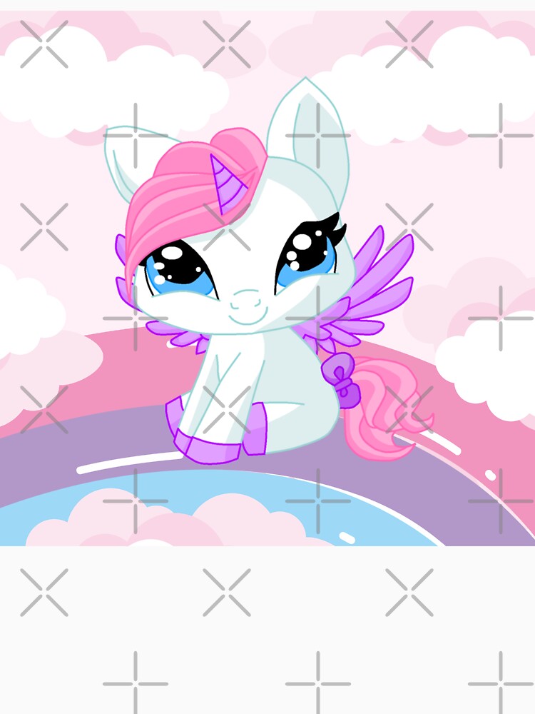 Kawaii cotton candy unicorn on a rainbow by Sticker-Palace-