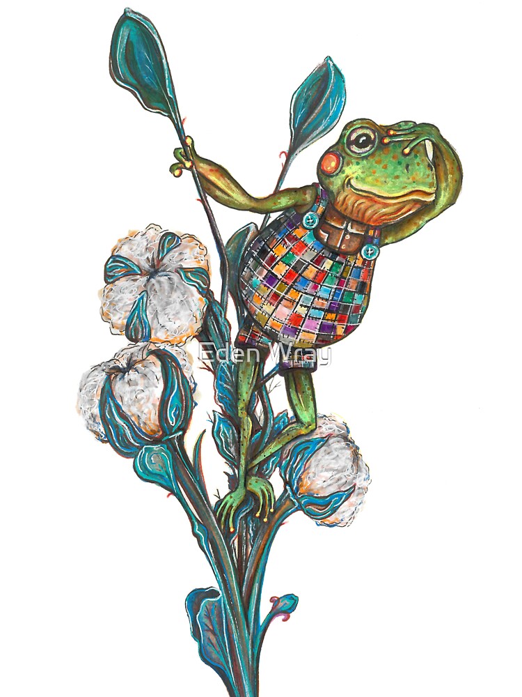 Frog in Patchwork Overalls by EdenWrayArt