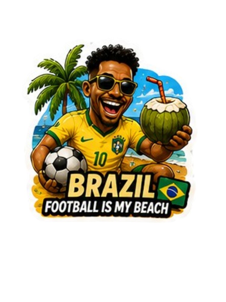 Brazil 2026 Cartoon Football Fan Design by Pixanova