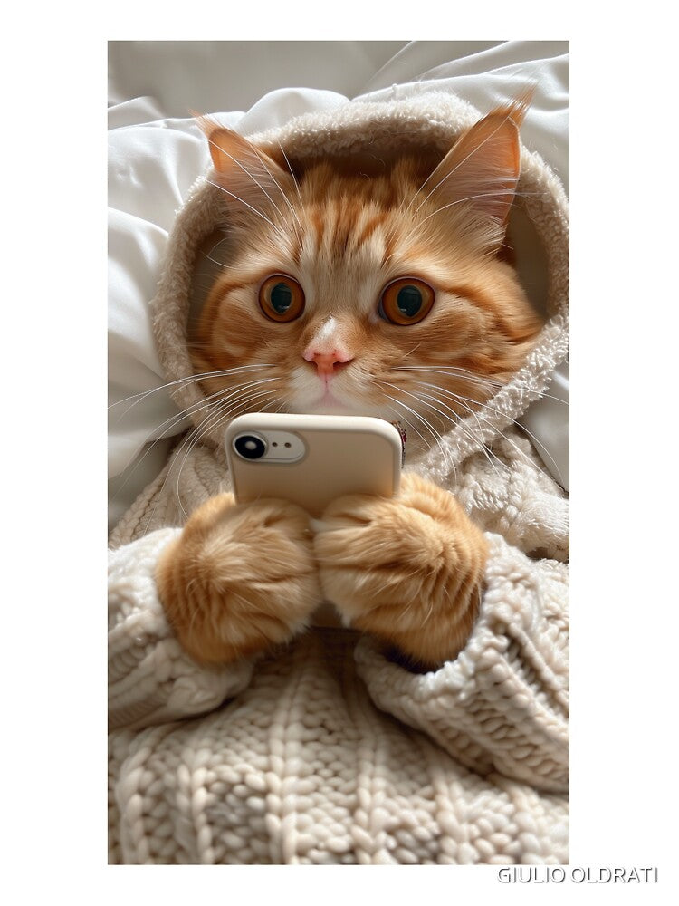 A cute orange cat is wearing cotton pajamas by GIULIO OLDRATI