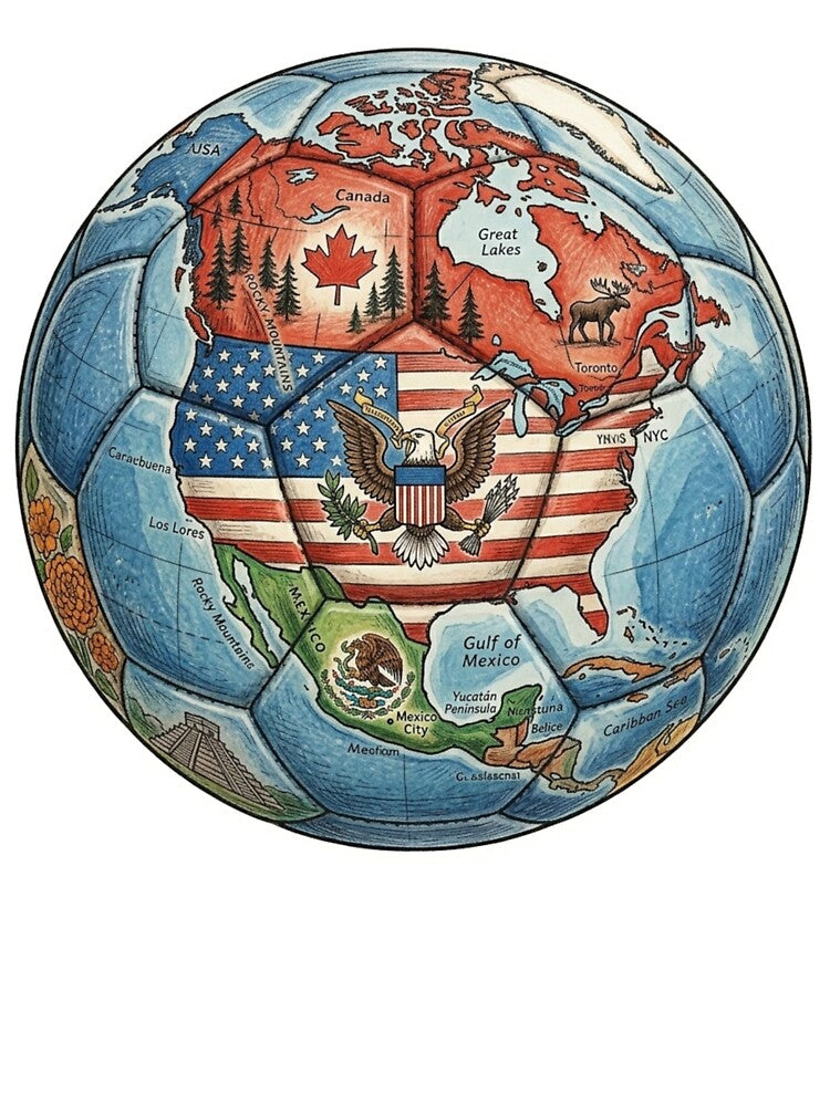 North America Map Soccer Ball – Canada USA Mexico Football Design by droidtech