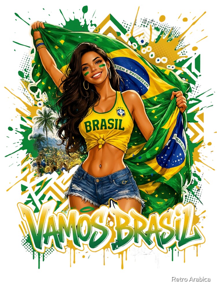 Brazilian Football Fan Girl Design by Retro Arabica
