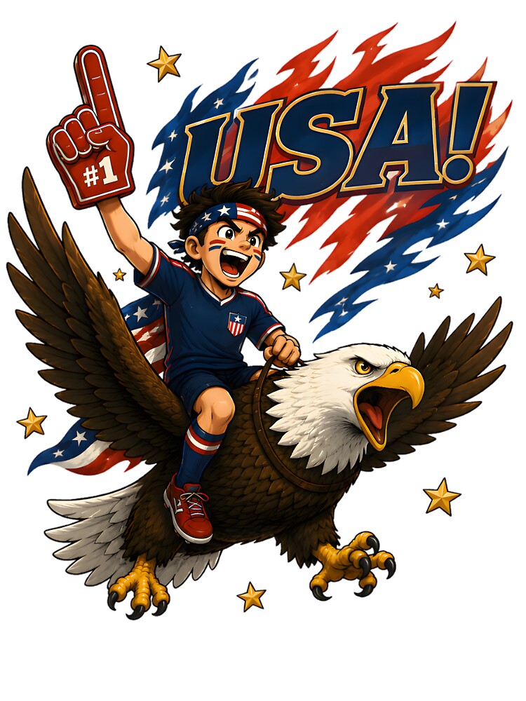 USA Bald Eagle Football Fan T-Shirt by Drofted