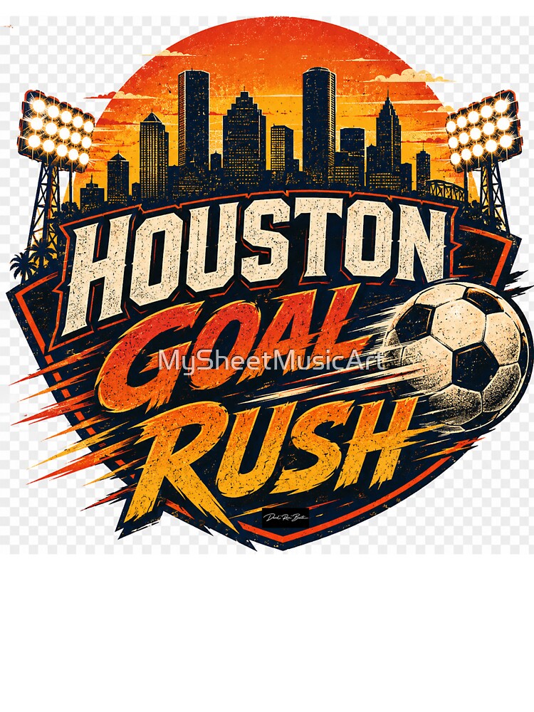 Houston Goal Rush – Retro Soccer Fan Design by MySheetMusicArt