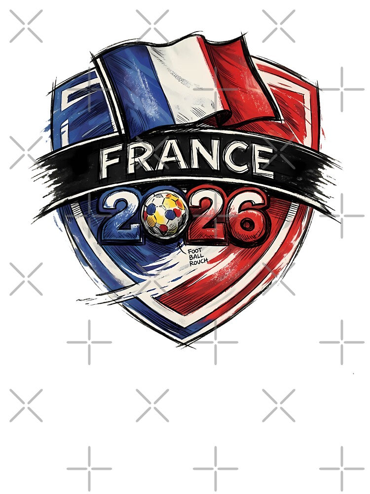 France 2026 Football Crest Soccer Shield Hand-Drawn Emblem by Ayiyi Shop