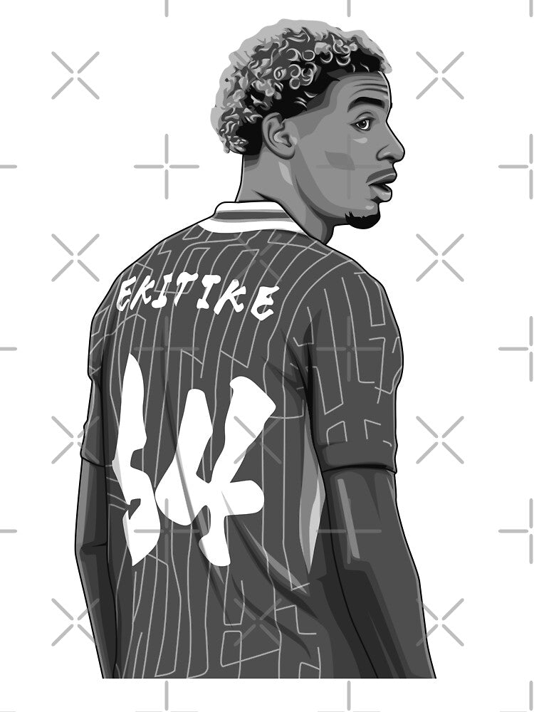 Hugo Ekitike Black and White Version by Aldduardo