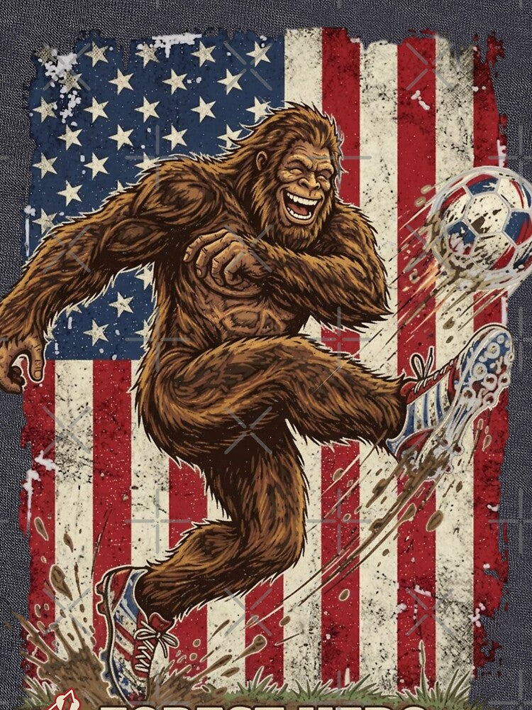 Forest Hero Bigfoot Soccer USA Flag Funny Sports by ej-sulu