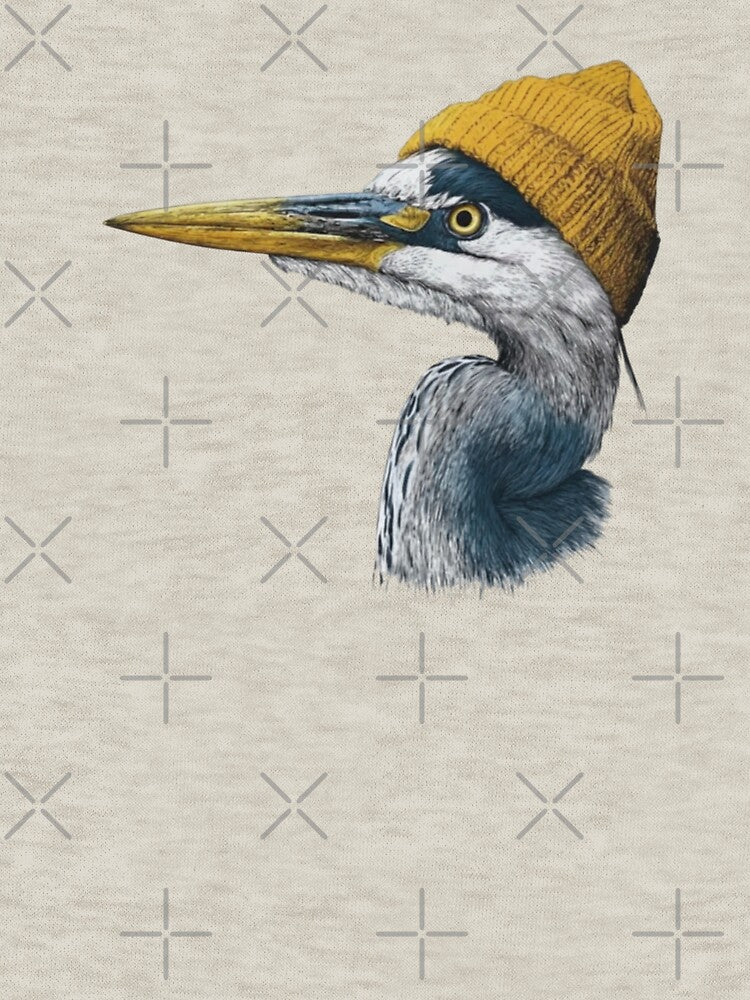 Retro 90's Great Blue Heron Wearing Beanie Vintage Bird, watching Birding by BooberriesS