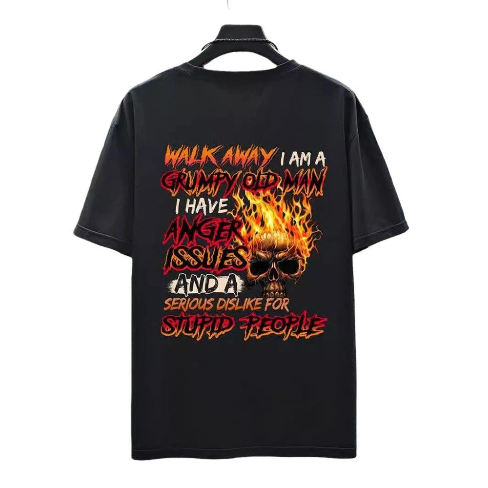 Men's Loose Fit Black Printed T Shirt Polyester Material for Vacation Days