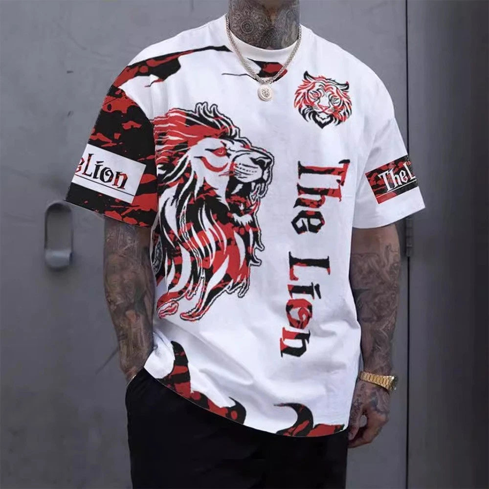 Mens fashionable round neck printed tshirt suitable for club vacation and home