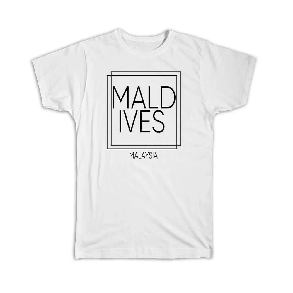 Gift T-Shirt : MALDIVES Maldives Square Modern Minimalist Font