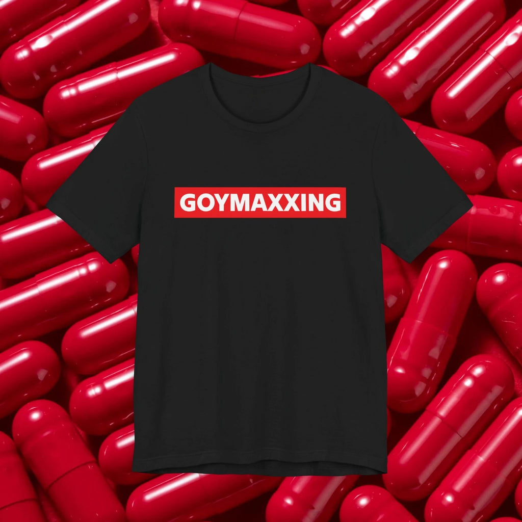 Goymaxxing Tee | Bold Red Text Graphic Shirt, Bad Goy