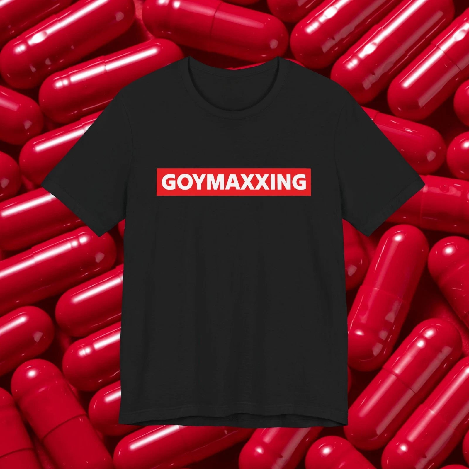 Goymaxxing Tee | Bold Red Text Graphic Shirt, Bad Goy