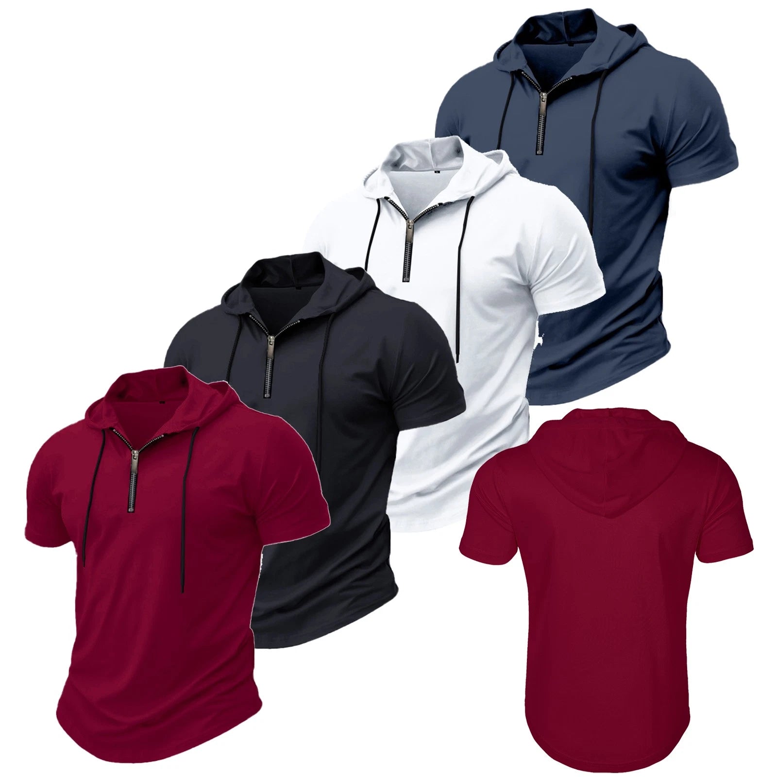 Men Tops Top T-shirt Lightweight Pullover Workout Drawstring Shirt Hooded