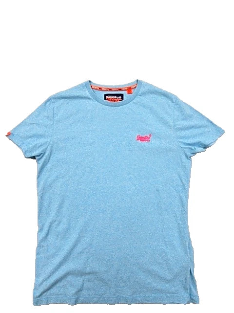 Superdry Men's Light Blue Embroidered Logo T-Shirt XL Slim Fit