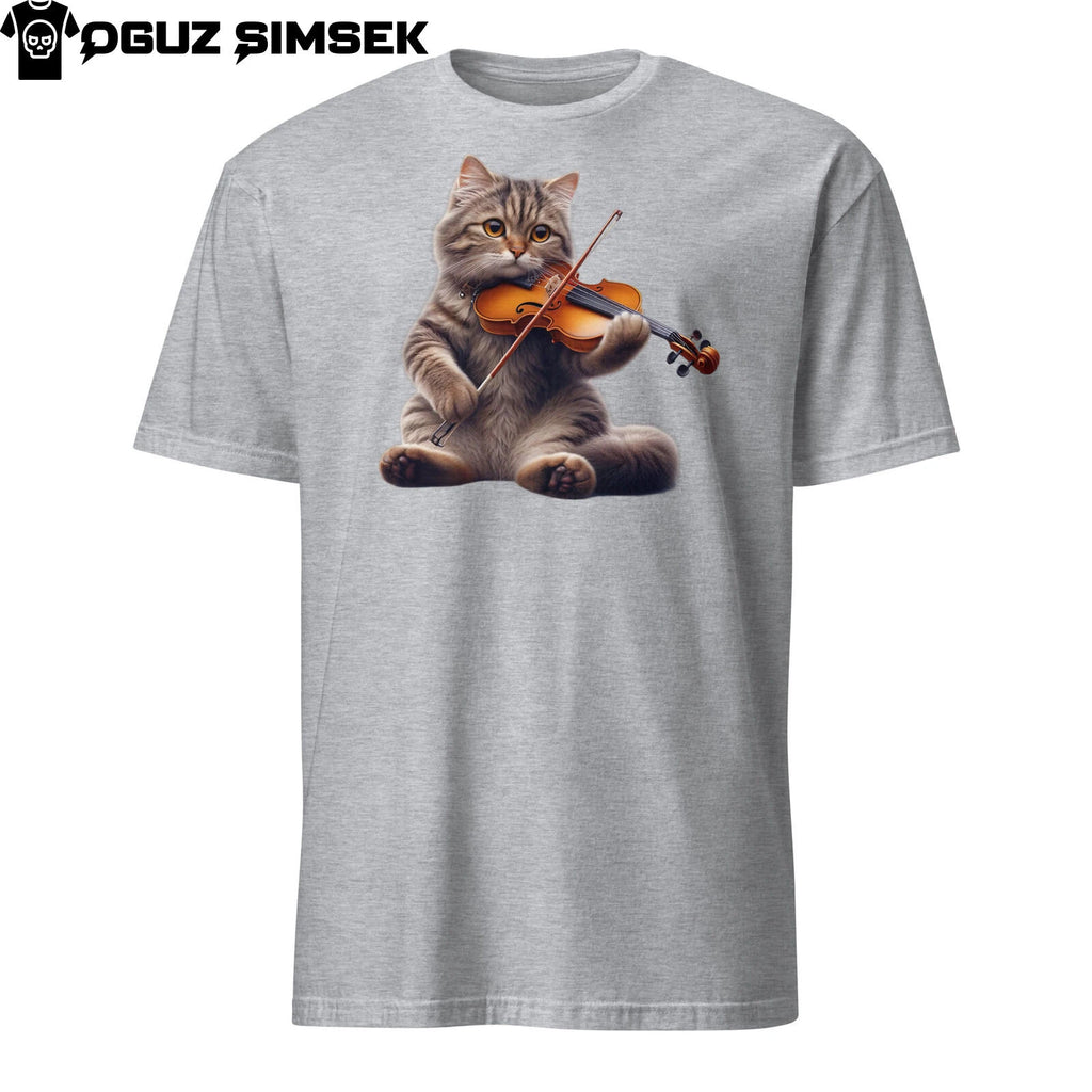 Realistic Cat Playing Violin Short-Sleeve Unisex T-Shirt | Music Lover Gift