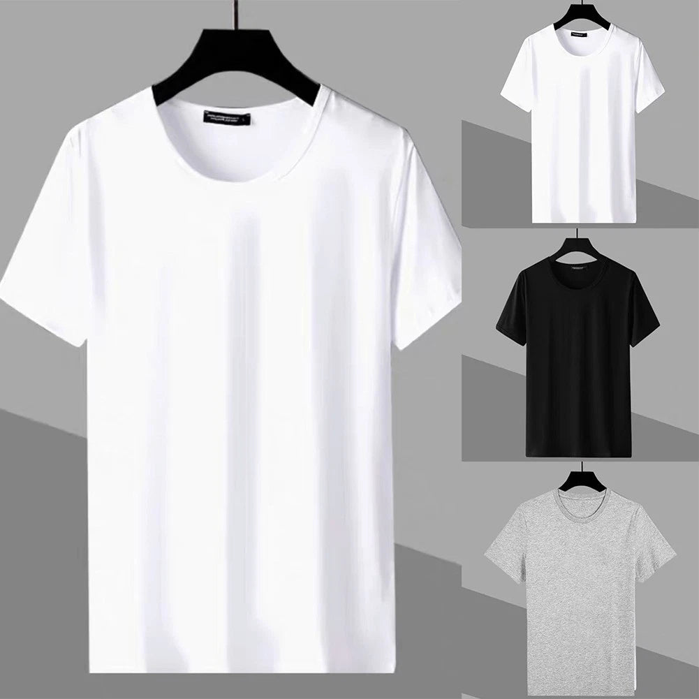 Slim Fit Solid Color Men's T Shirt Tee Top Casual Short Sleeve Fashionable Look