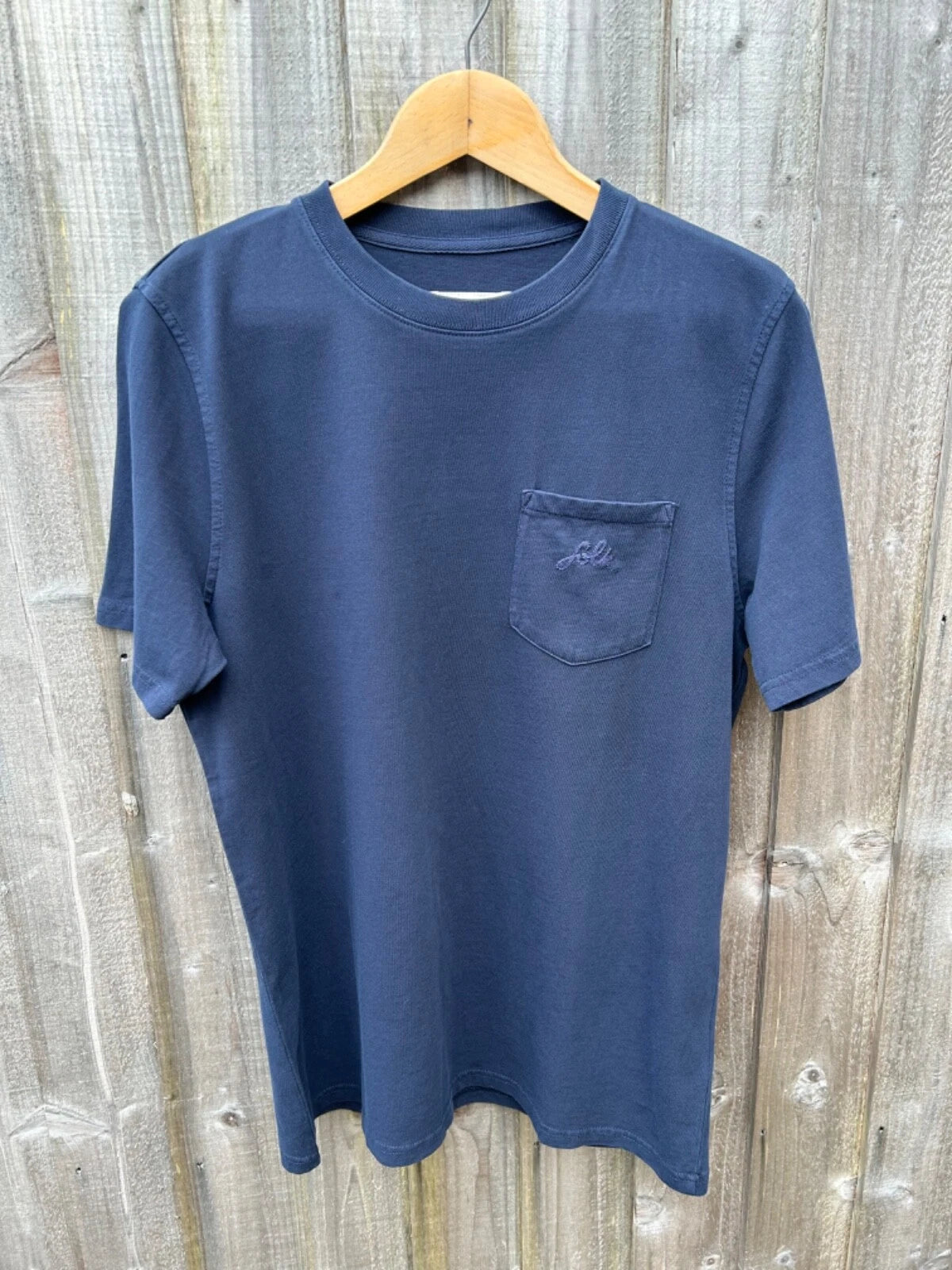 Folk Logo Pocket T-Shirt Tee Men's Navy Crew Neck Classic Cotton New Oi Polloi