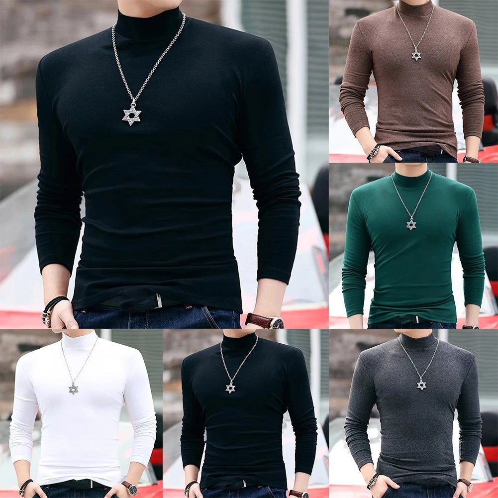 Mens Soft Fabric Pullover featuring a Stylish and Warm Neckline Design