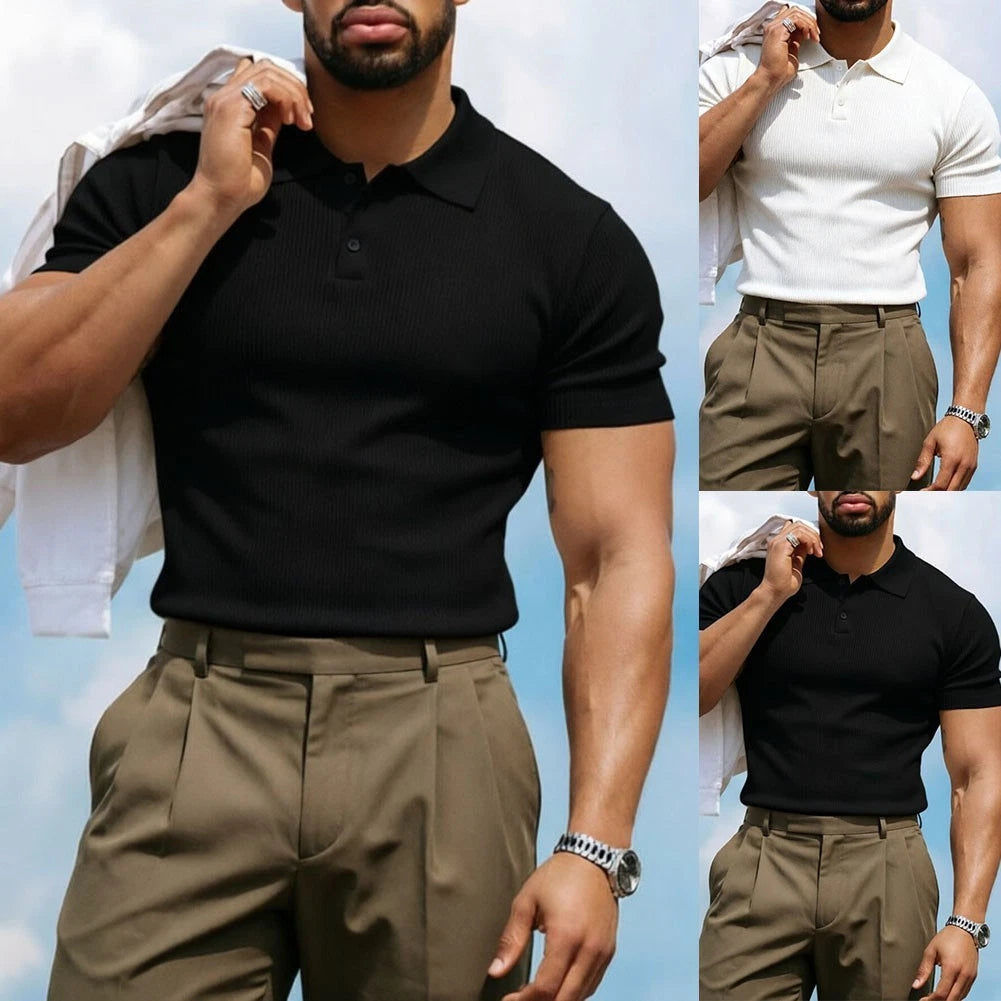 For Summer Daily Wear Men Business Shirt Breathable Lapel Shirt Turn-down Collar